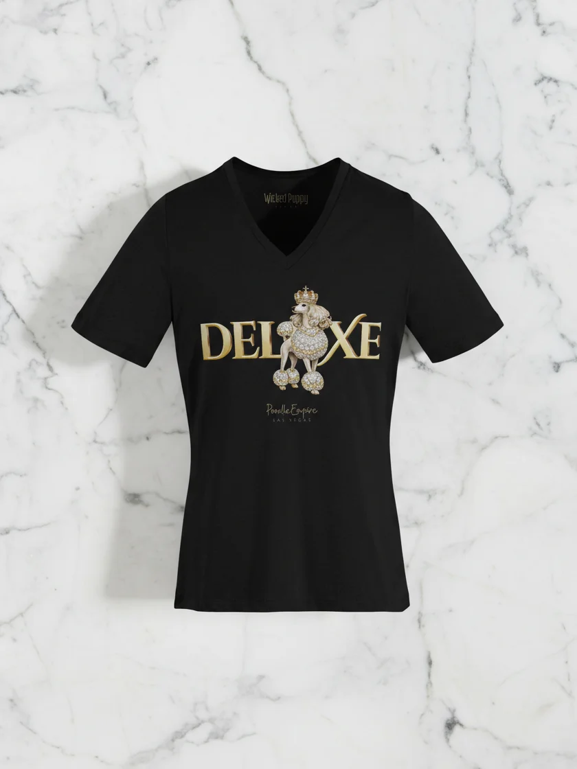 Deluxe White Poodle V-Neck Tee | Poodle Empire product image (9)