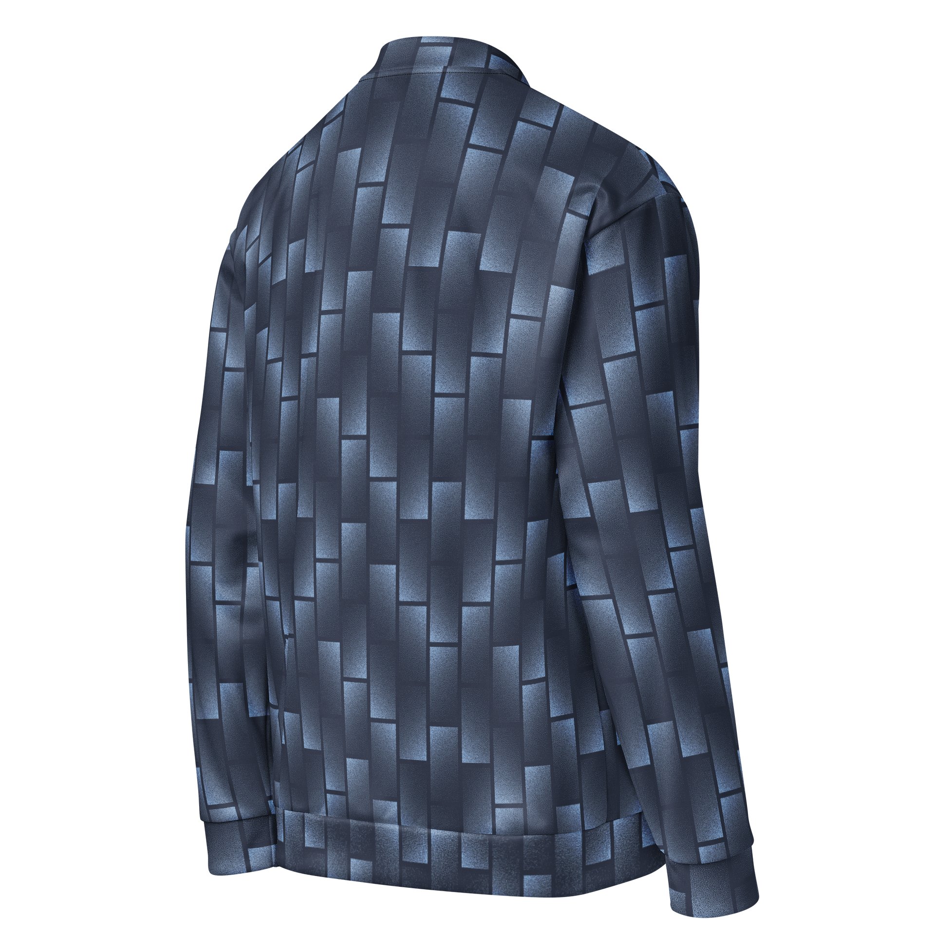 Comfortable Bomber Jacket with Bold Blue Geometry Print product image (4)