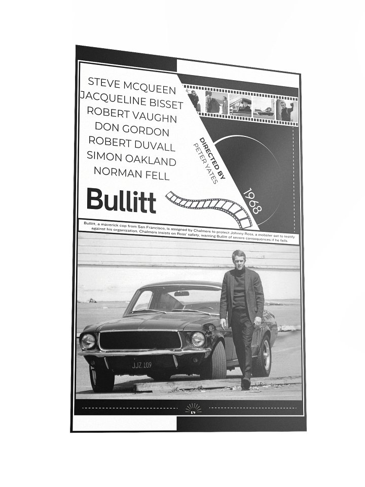 Bullitt with Steve McQueen 1968 | Movie Poster | 12x18 Wall Art product image (2)
