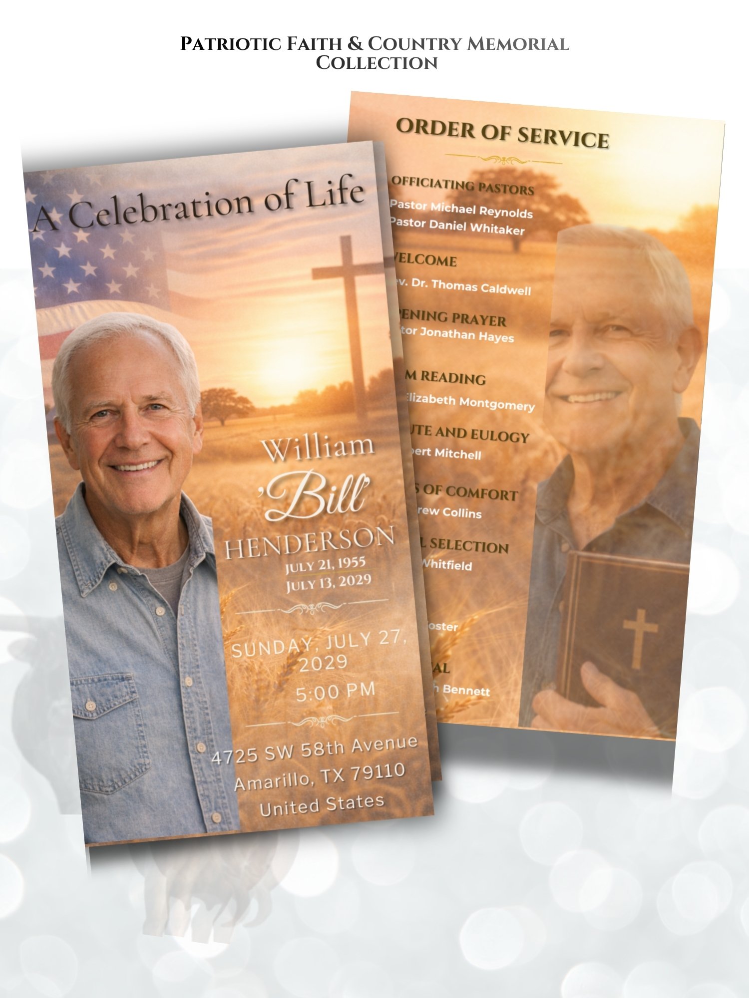 Patriotic Funeral Trifold Template for Canva | Military Veteran Memorial product image (4)