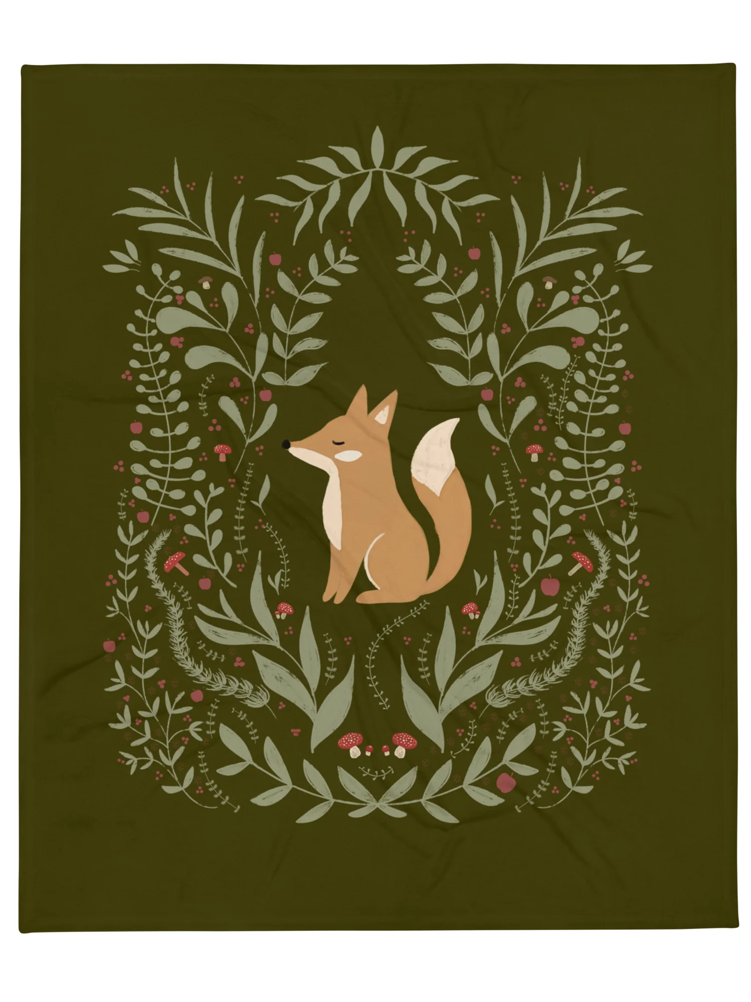 WOODLAND FOX AND FERNS FLEECE BLANKET IN THREE SIZES product image (2)