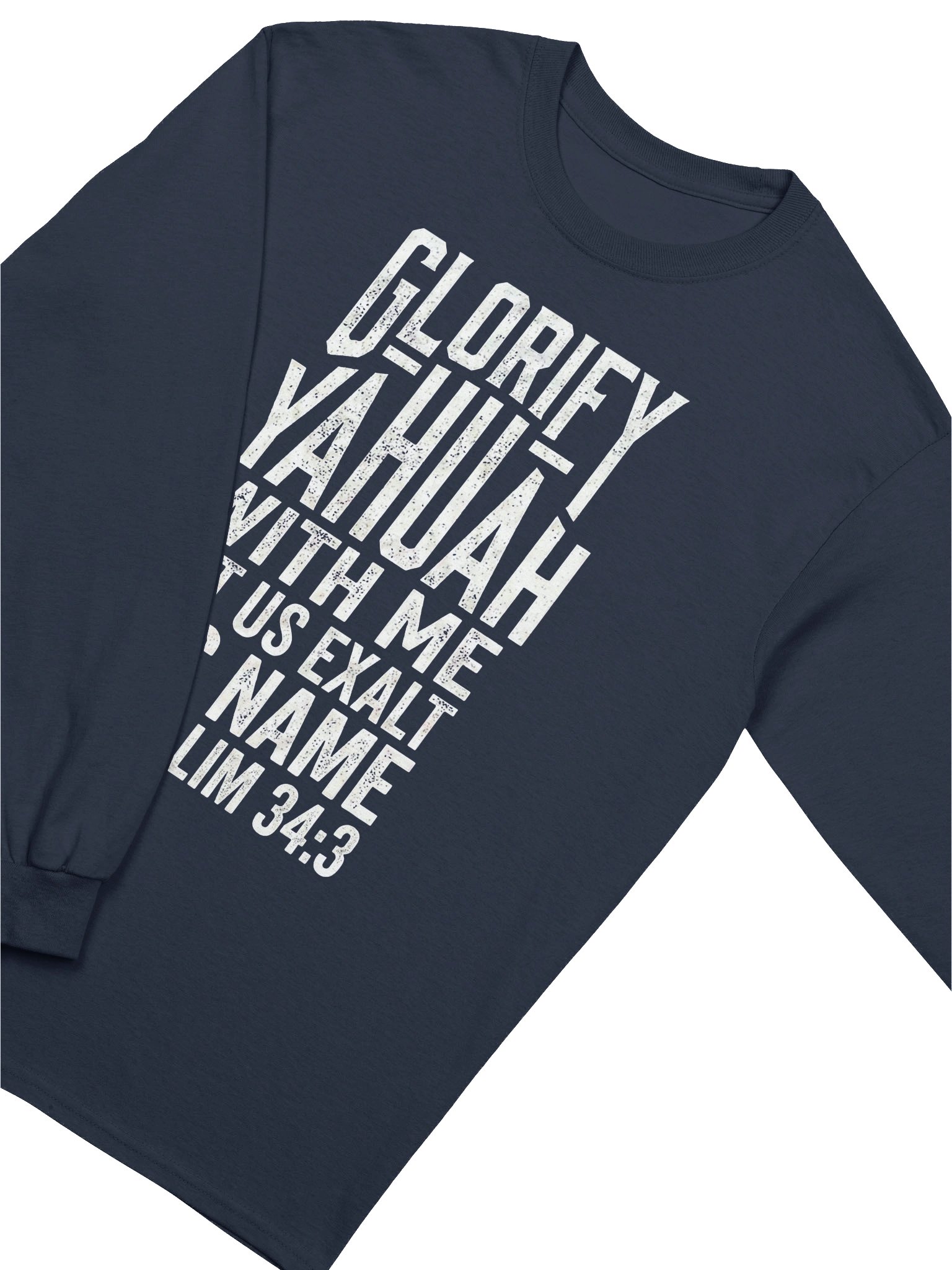 Glorify YAHUAH With Me Distressed Long Sleeve | Tehillim 34:3 Scripture Shirt product image (3)