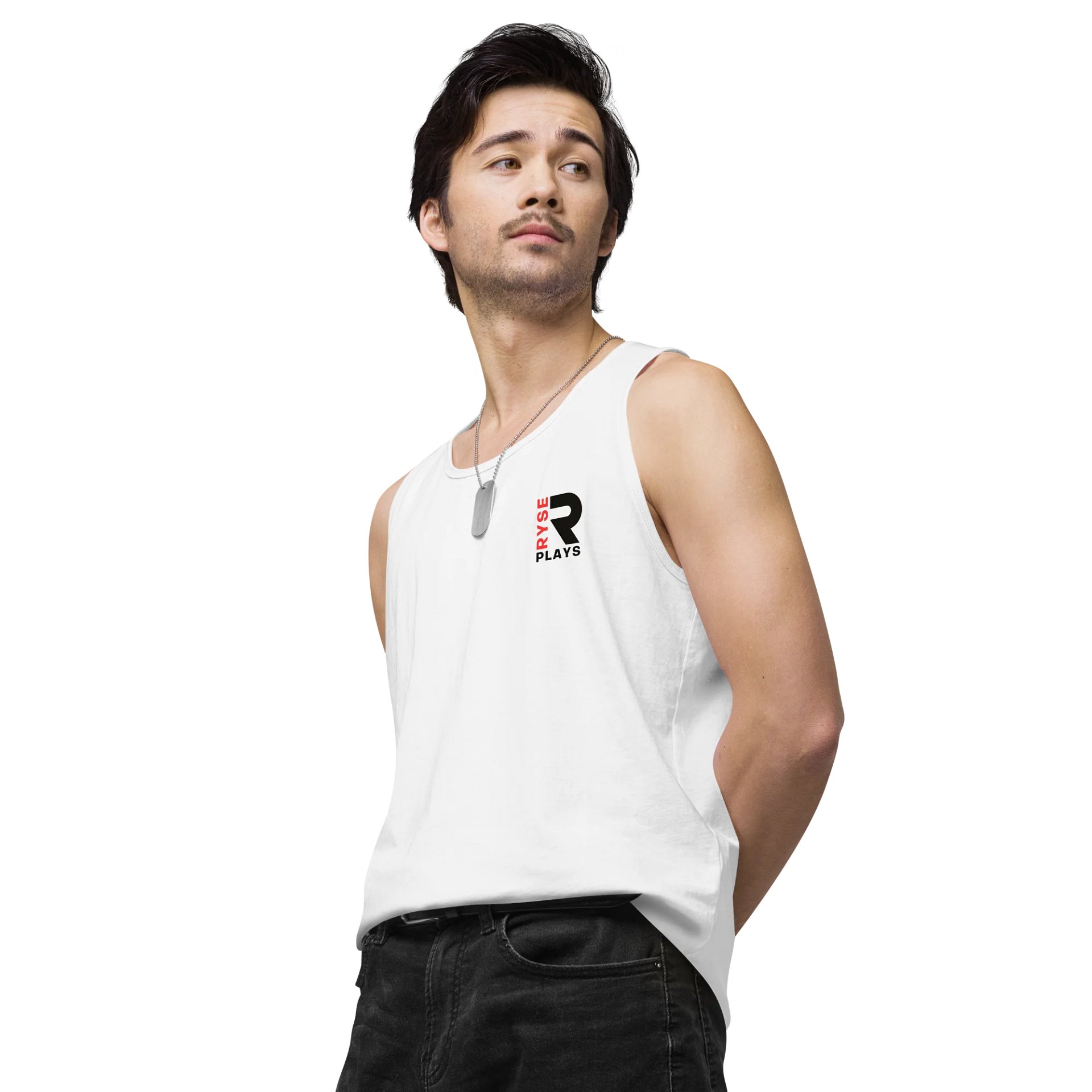 Ryse Plays: Men's Tank Top (Black & Red Logo) product image (4)
