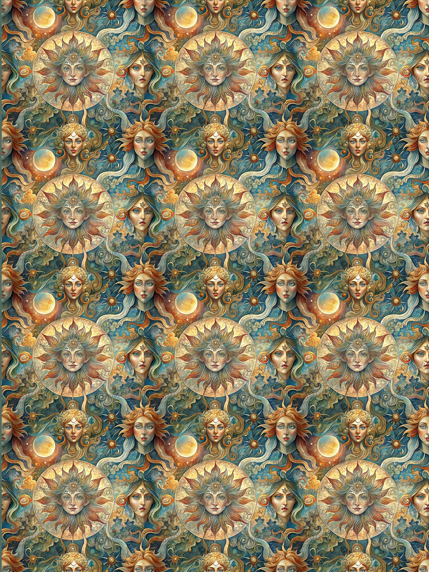 Celestial Sun Faces – Seamless Digital Paper Bundle product image (5)