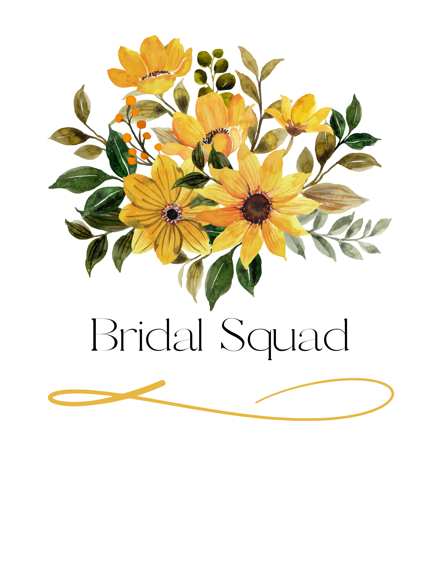 Bridal Squad T-Shirt 004 Yellow Wild Flowers Logo Dress product image (2)