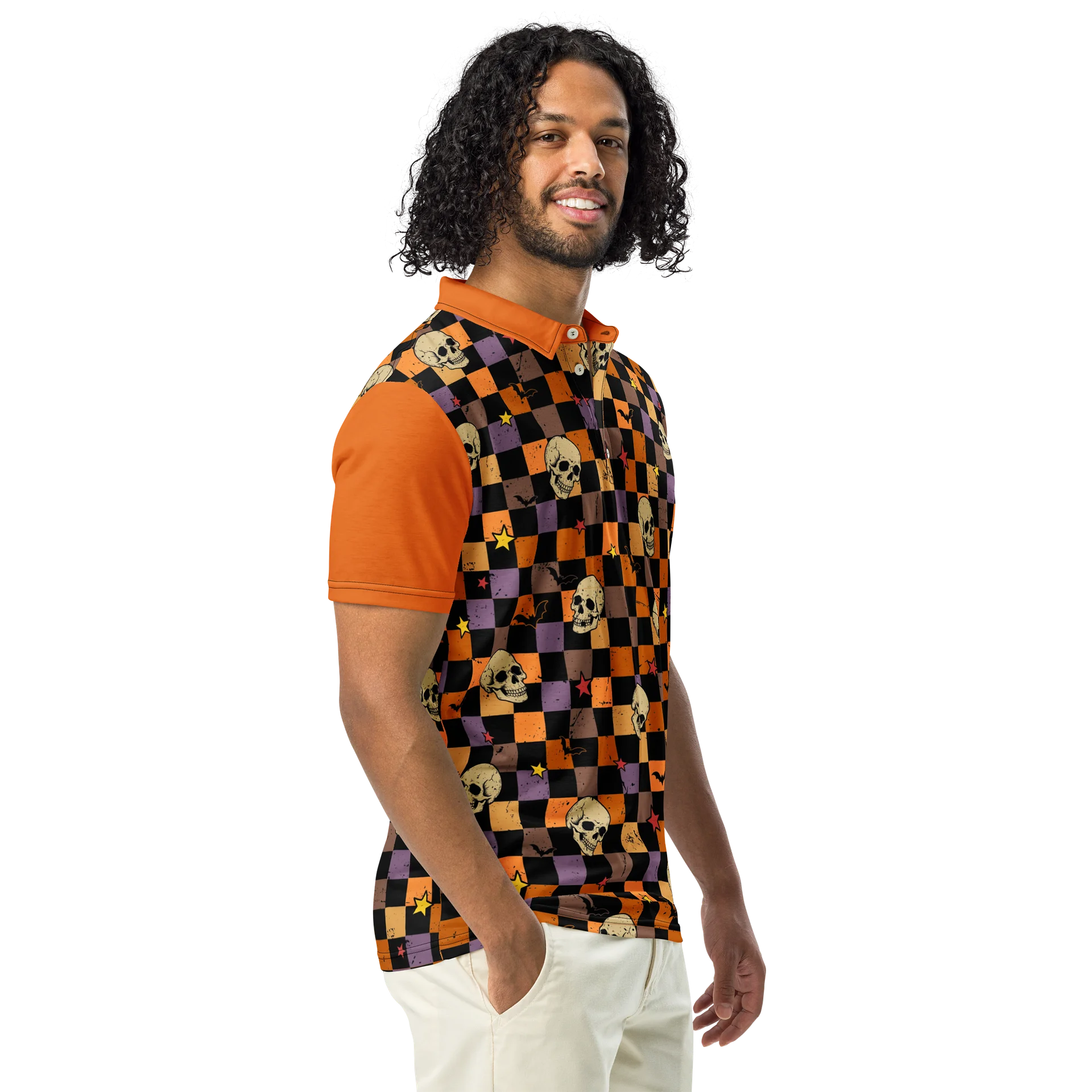Checkered Skulls Polo Shirt product image (1)