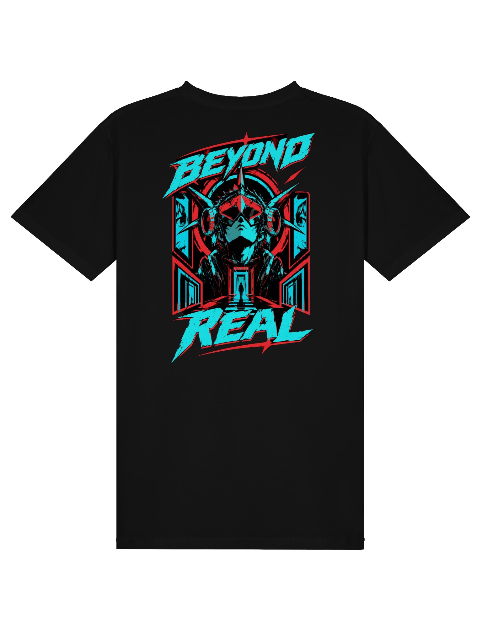 Beyond Real Cyberpunk Anime T-Shirt | Futuristic Mecha Back Print Graphic Tee product image (1)