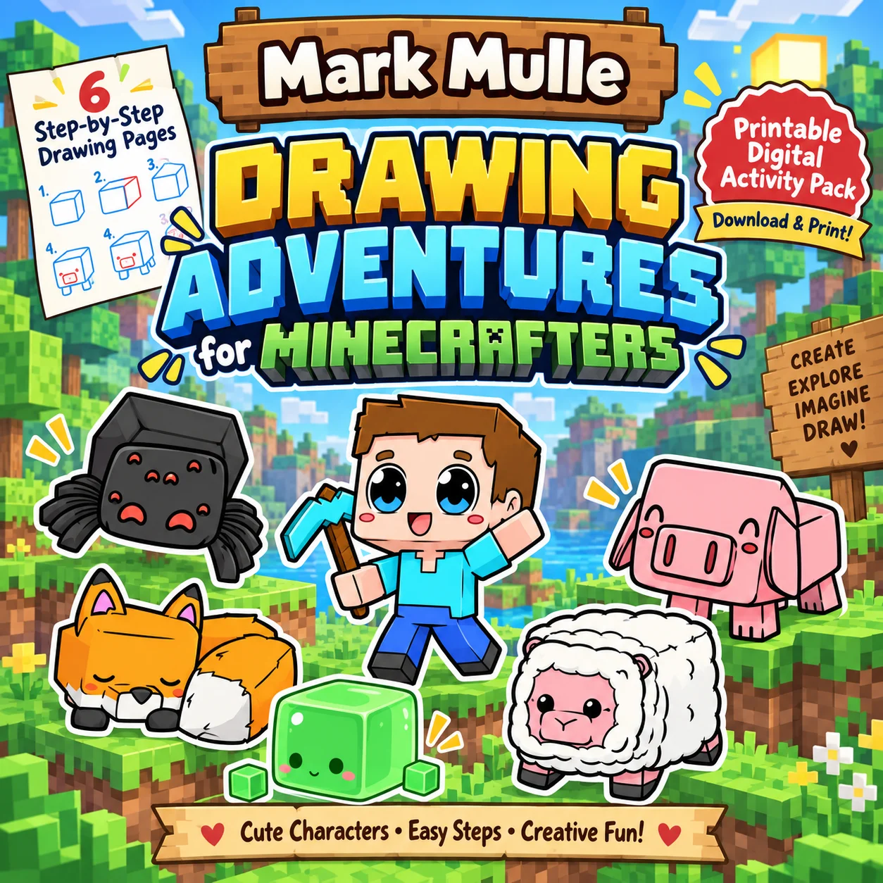 Drawing Adventures for Minecrafters: 6 Printable Step-by-Step Drawing Pages Set 2 product image (1)