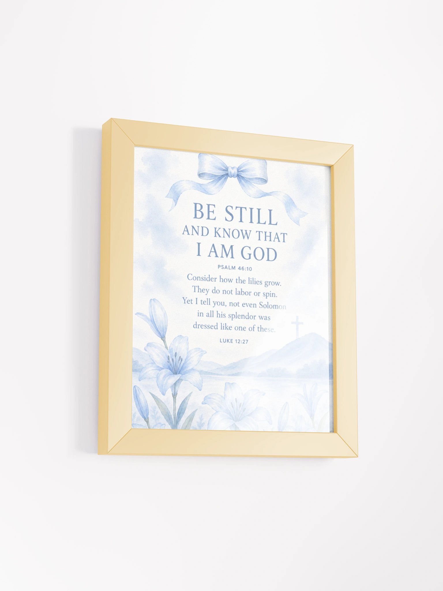Be Still And Know That I Am God Psalm 46:10 Faith | Blue Coquette Framed Christian Wall Art product image (2)