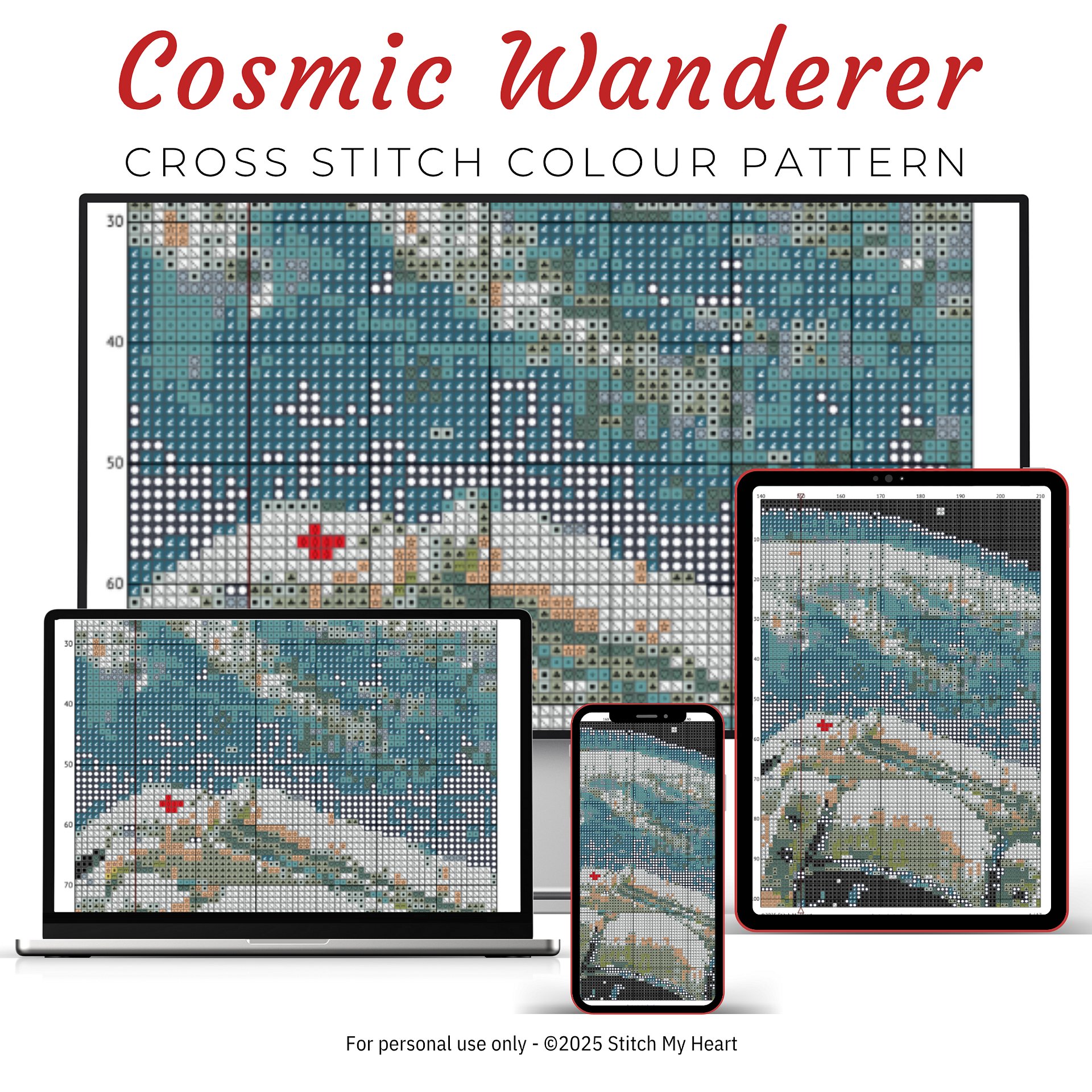 Cosmic Astronaut Cross Stitch Pattern product image (3)