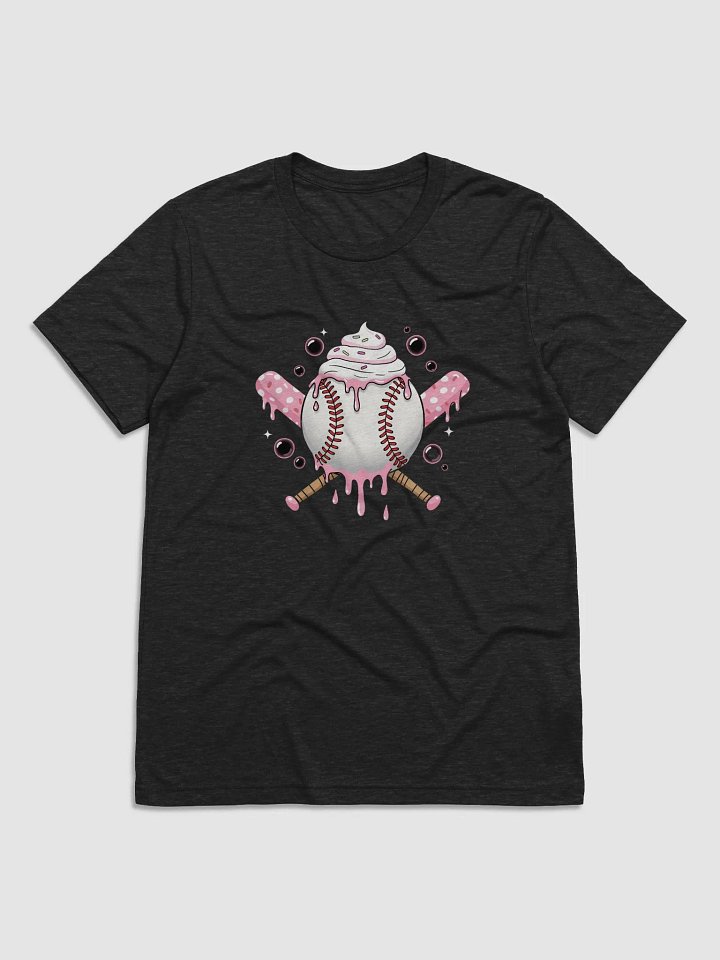 Sweet Softball Vibes T-Shirt – Cute Dripping Ice Cream Baseball & Pink Polka Dot Bats product image (1)