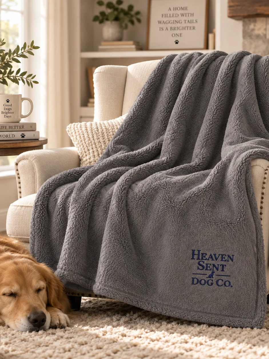 Dog Lover Sherpa Blanket – Heaven Sent Dog Co. Embroidered Cozy Throw product image (1)