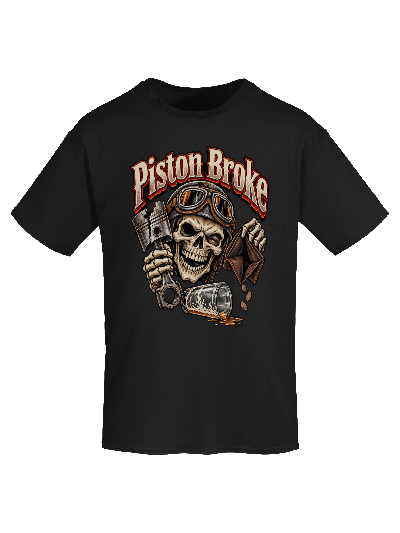 Piston Broke Skeleton Biker Mechanic T-Shirt product image (5)