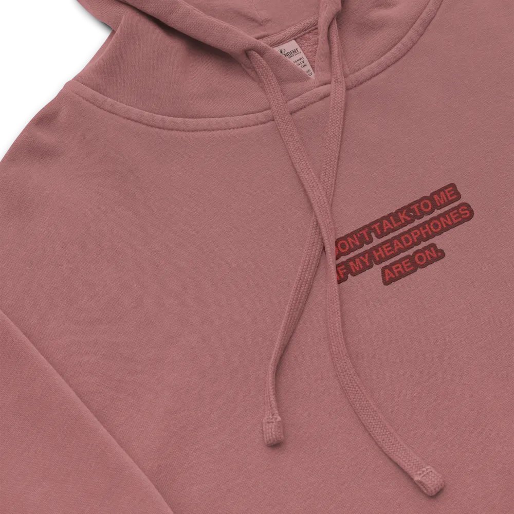 HEADPHONES ON (cherry design) embroidered pigment hoodie product image (1)