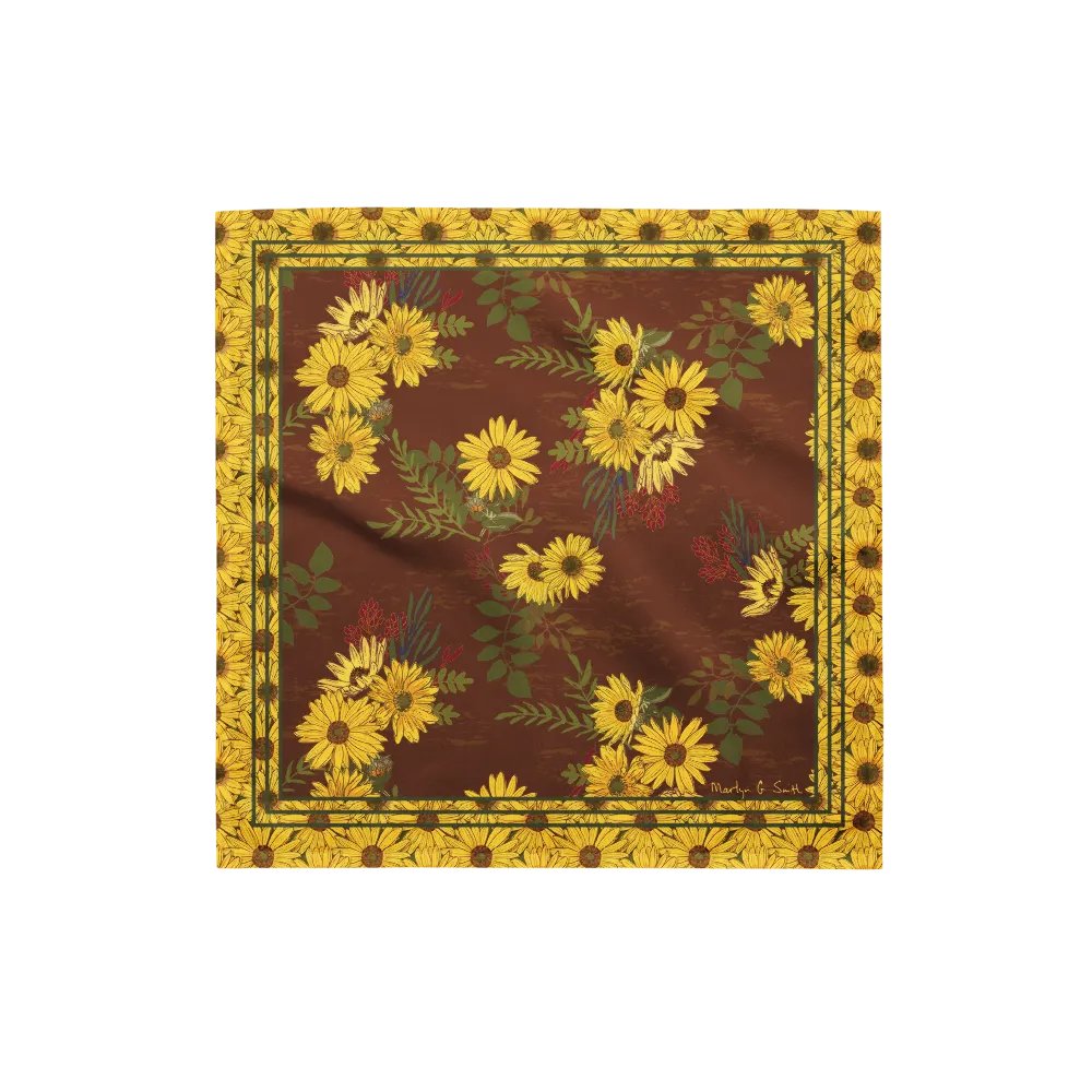 “Helianthus Sunflower Amongst the Greens” Bandana in Red product image (1)