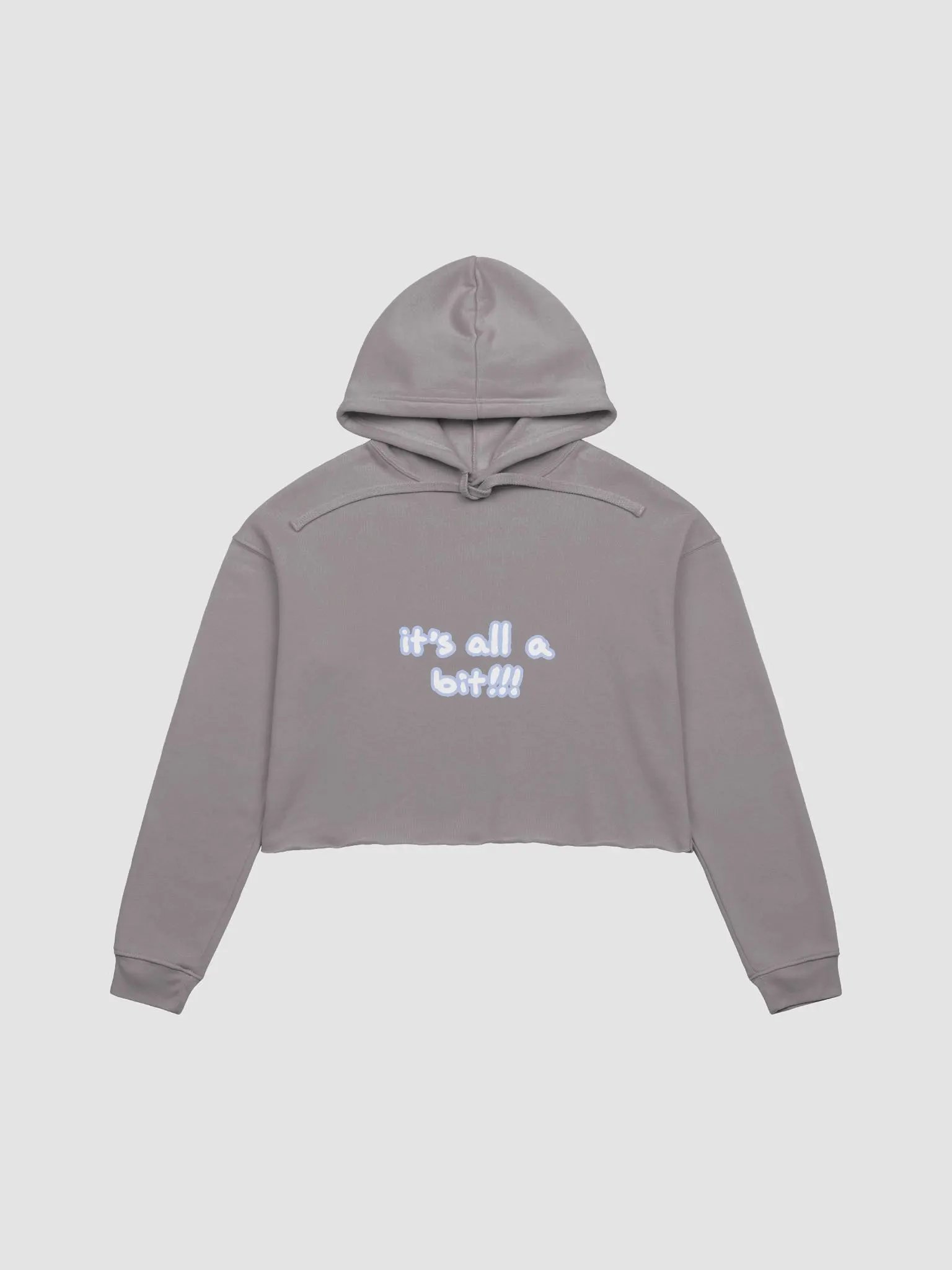 “It’s all a bit!!!” (lined design, #BDCAEF) fleece cropped hoodie product image (26)