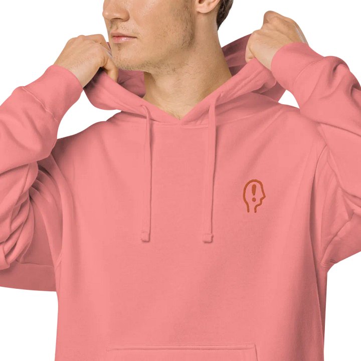 EXCLAIMING MENTALLY (orange) embroidered pigment hoodie product image (1)