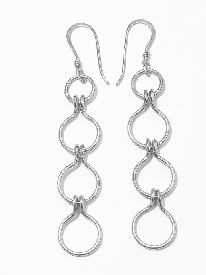 Handmade Silver-Tone Chain Drop Earrings | Geometric Dangle Jewelry product image (1)