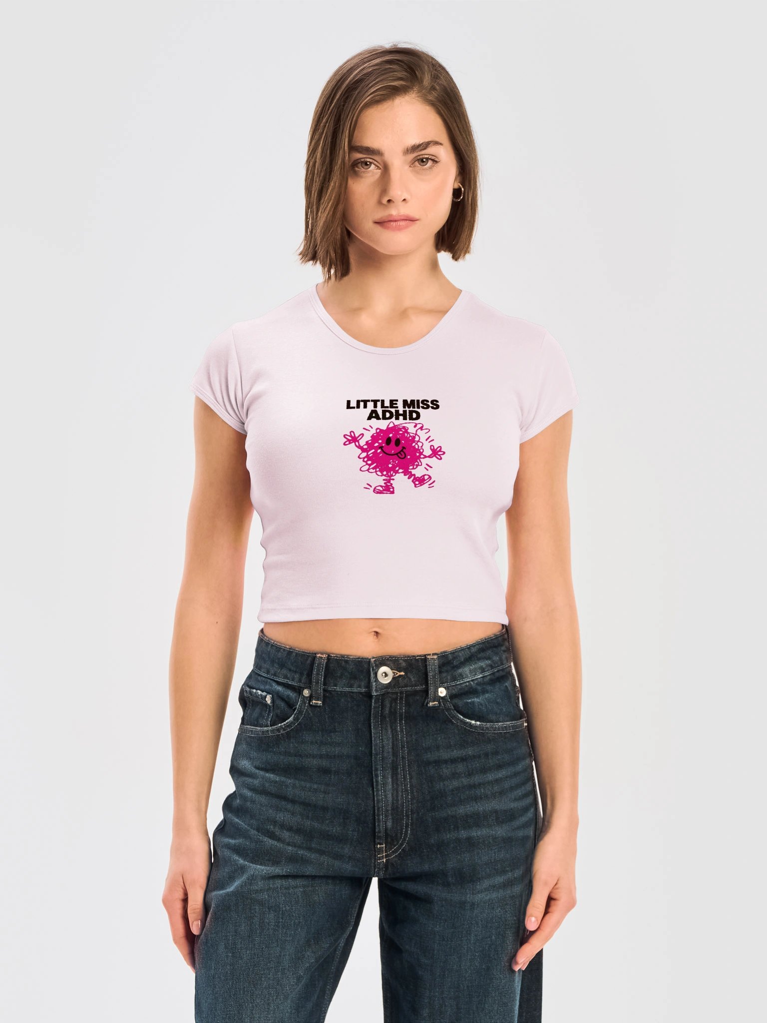Little Miss ADHD- Pink crop Tee product image (3)