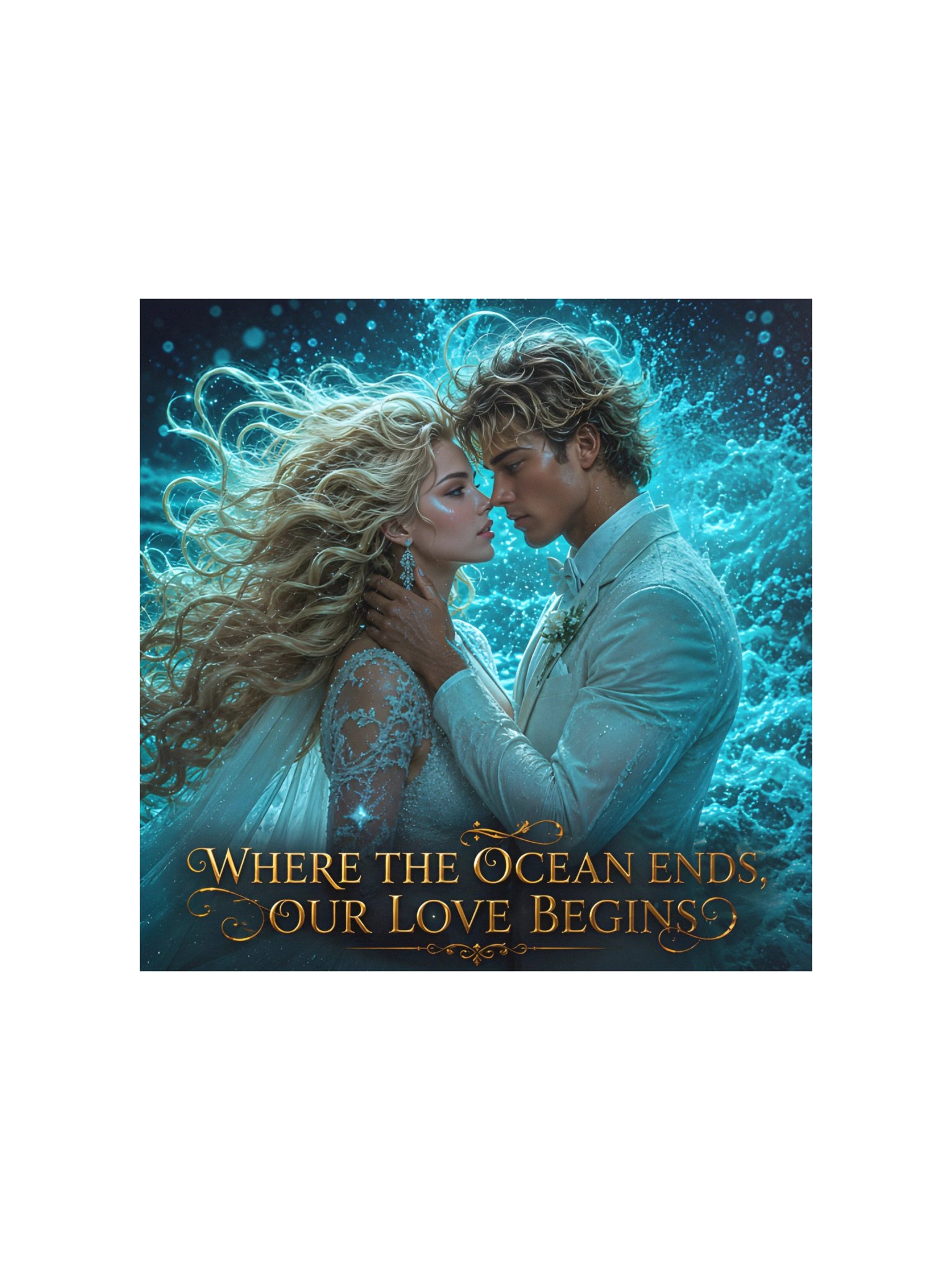 Where the Ocean Ends Our Love Begins Romantic Ocean Couple Wedding Fantasy Art Gift product image (3)