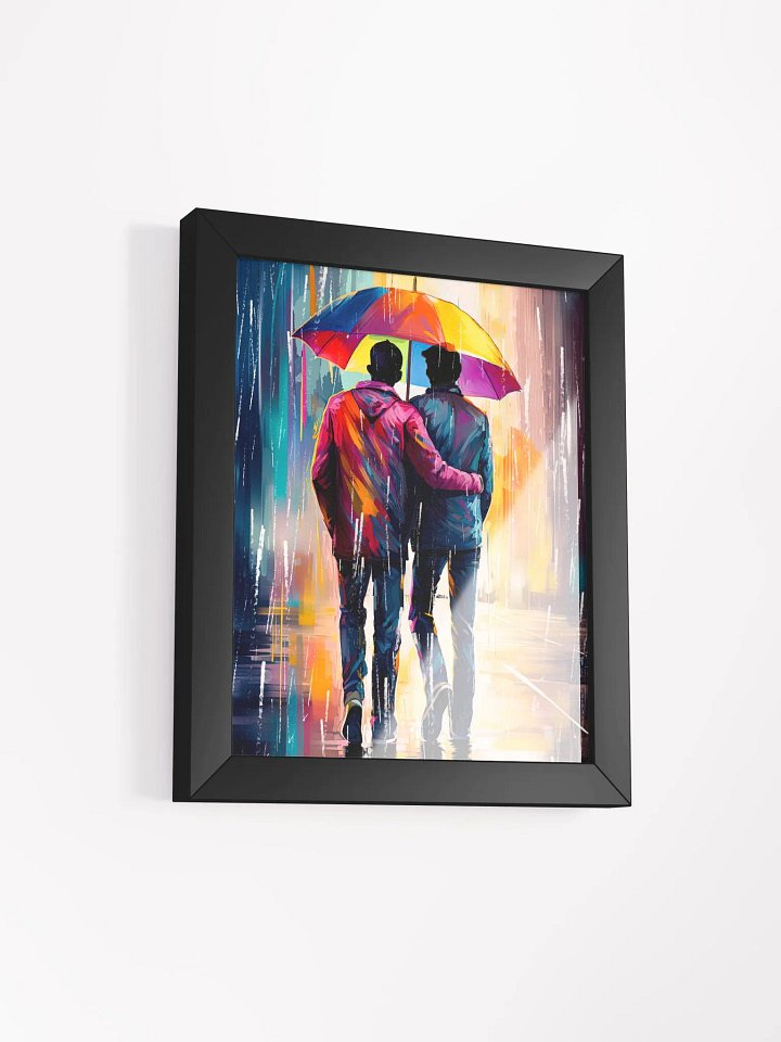 Gay Love In The Rain – Romantic Studio Framed Print product image (2)