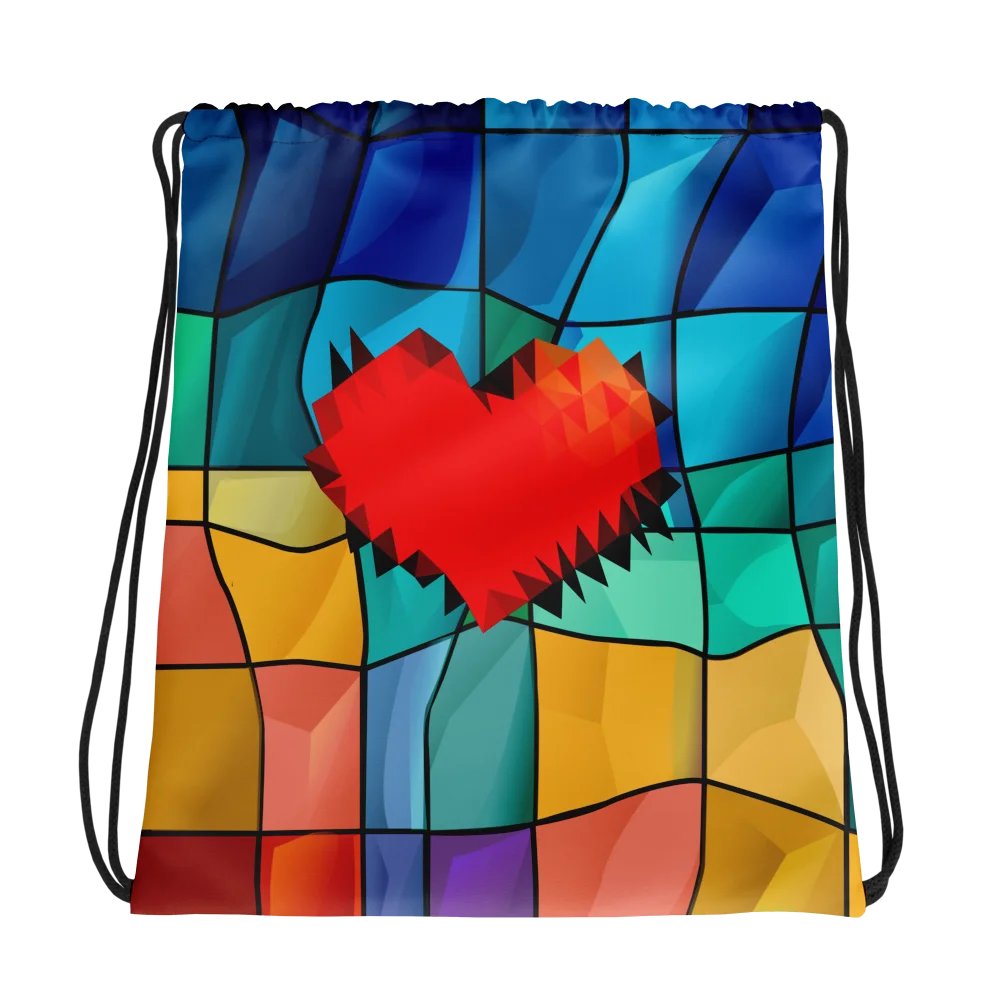 Stained Glass PolyHeart Drawstring Bag product image (2)