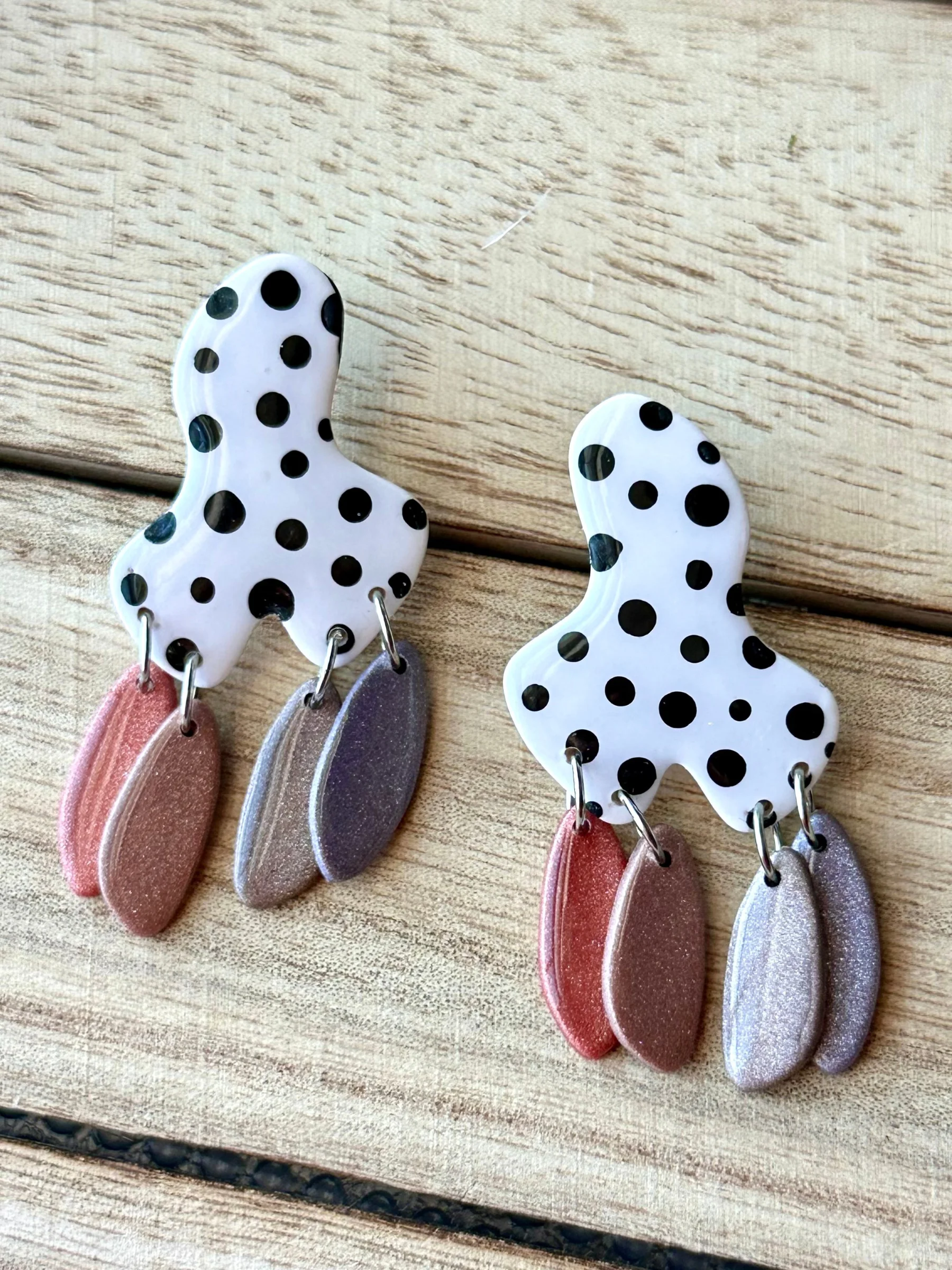Modern Polka Dot Dangle Earrings – Handmade Clay Statement Drops product image (1)