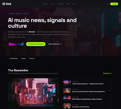 Excited to announce that Zinstrel has been chosen as the exclusive partner for news, culture, and analysis on the @sone.fm mu...