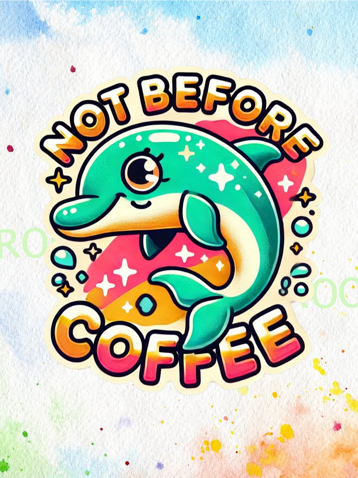 Not Before Coffee Dolphin – Instant Download Graphic Design product image (1)