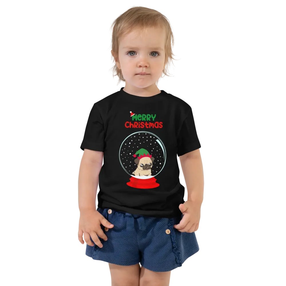 Merry Christmas Pug Snow Globe Toddler T-Shirt product image (1)