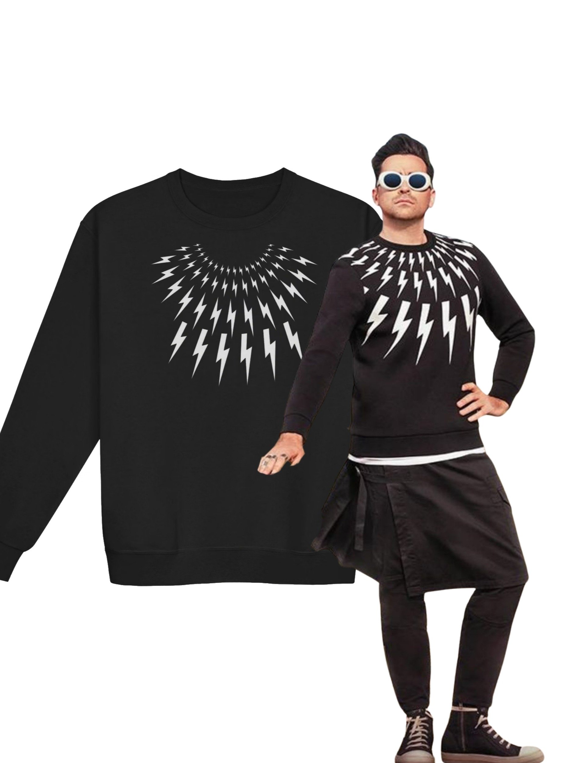 David Rose Lightning Bolt Pattern Unisex Crewneck Cosplay Sweatshirt product image (1)