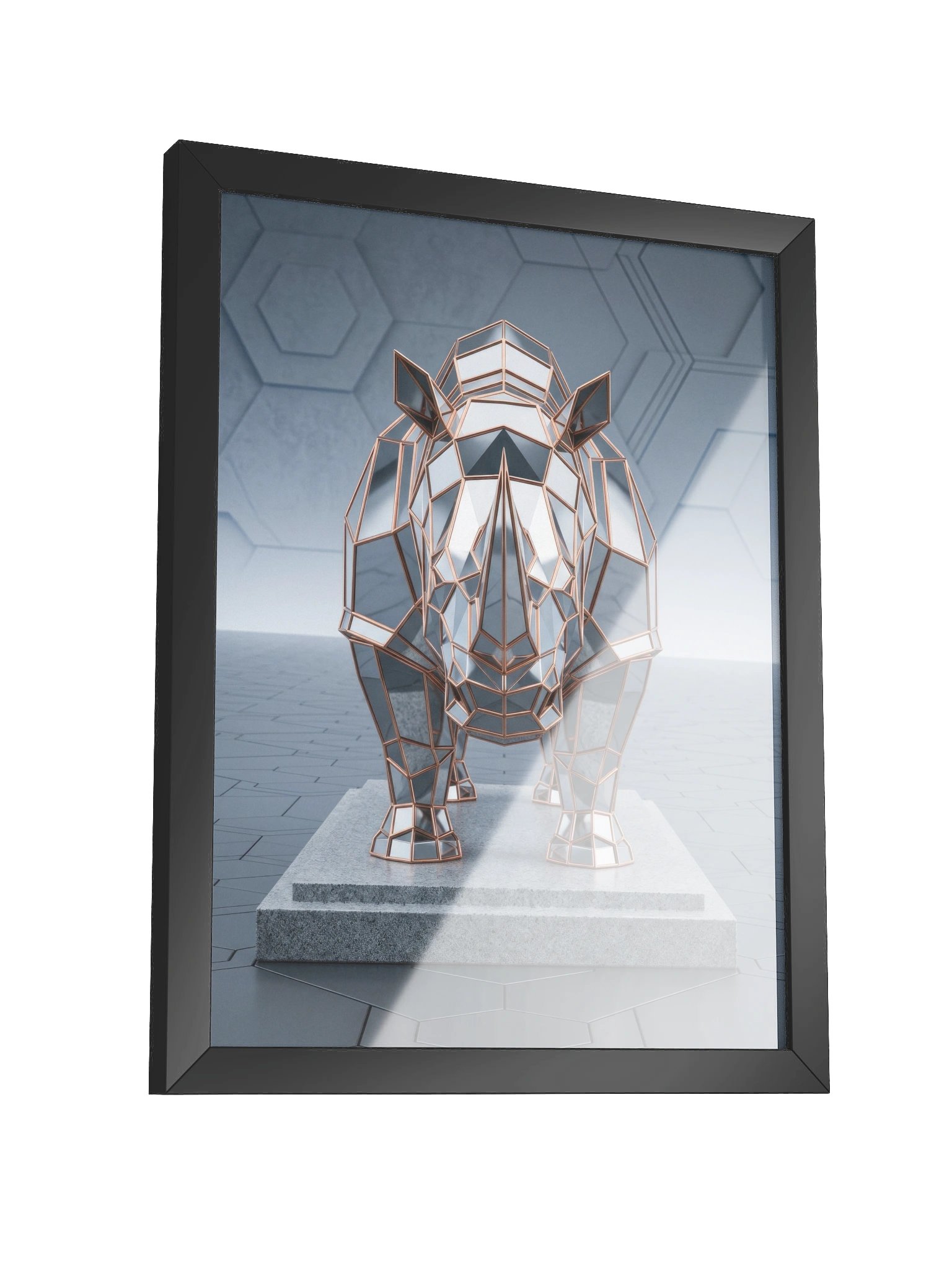 Geometric Metallic Rhino Framed Poster - Neo-Deco Wall Art product image (3)