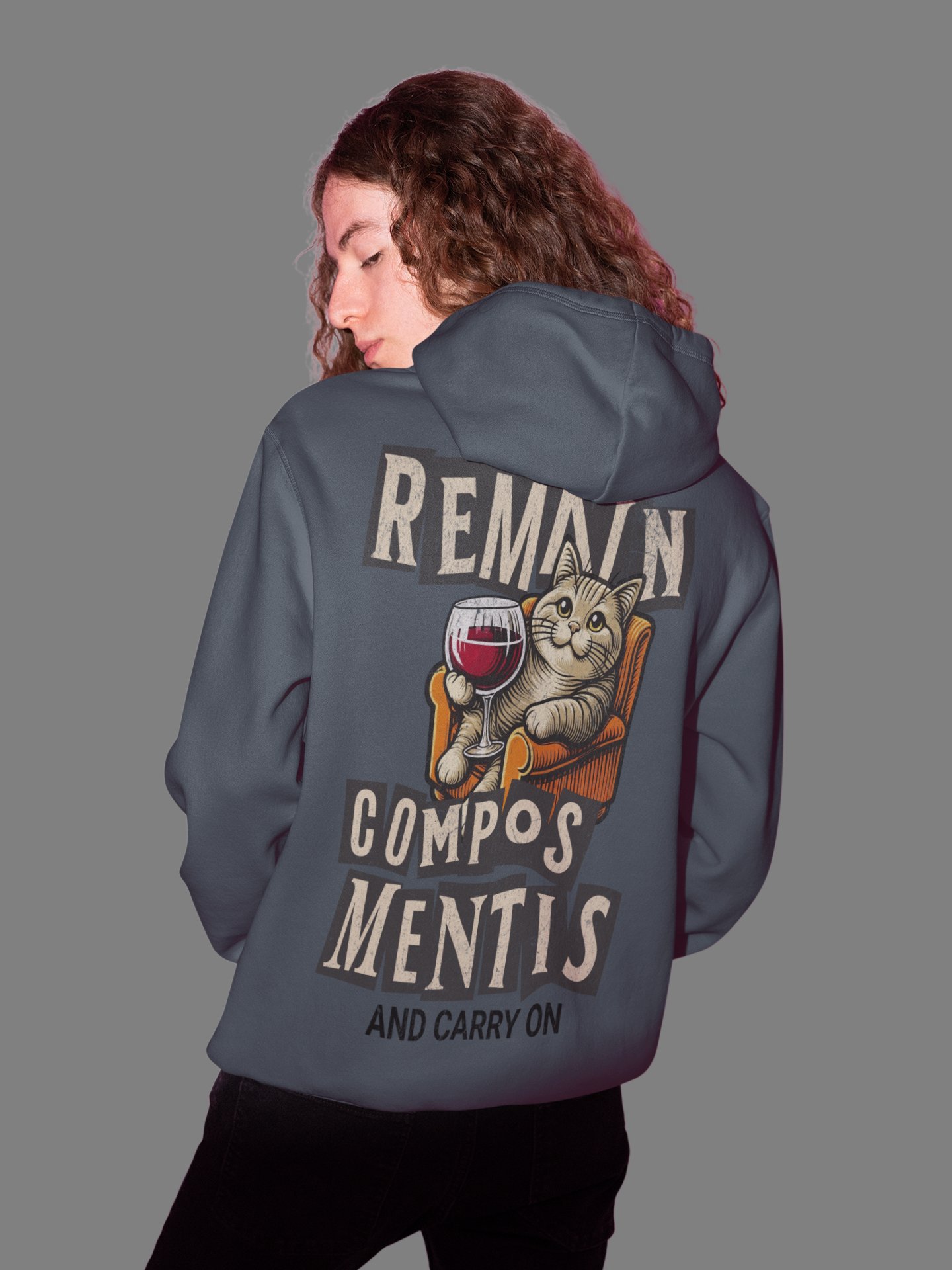 Remain Compos Mentis and Carry On Cat Wine Zip Hoodie product image (7)