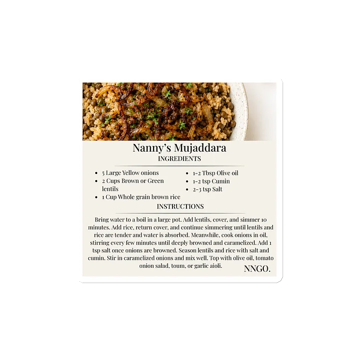 Nanny's Mujaddara Recipe Magnet product image (1)