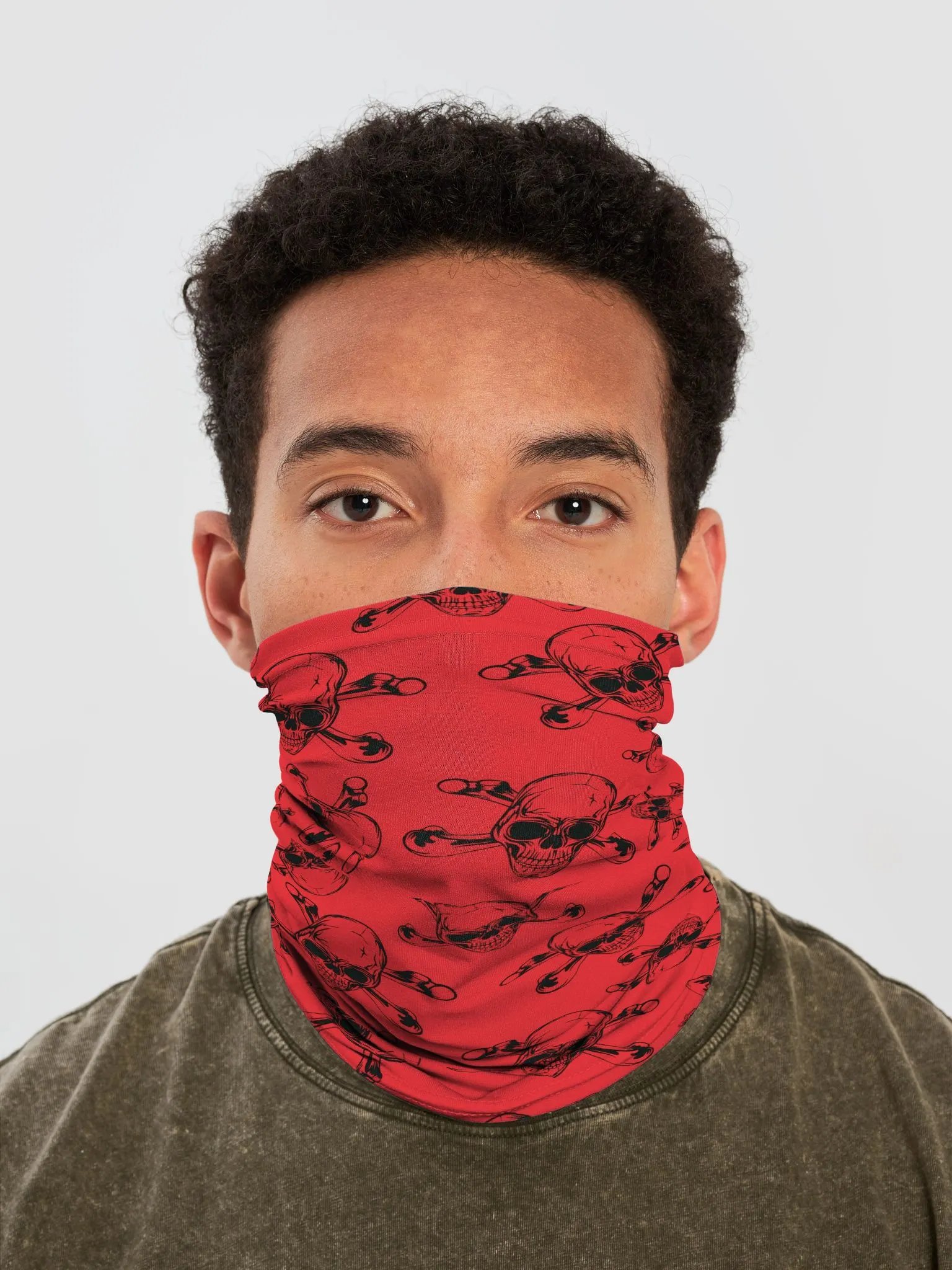 Skull & Cross Bones - Red - Neck Gaiter/Face Mask product image (1)