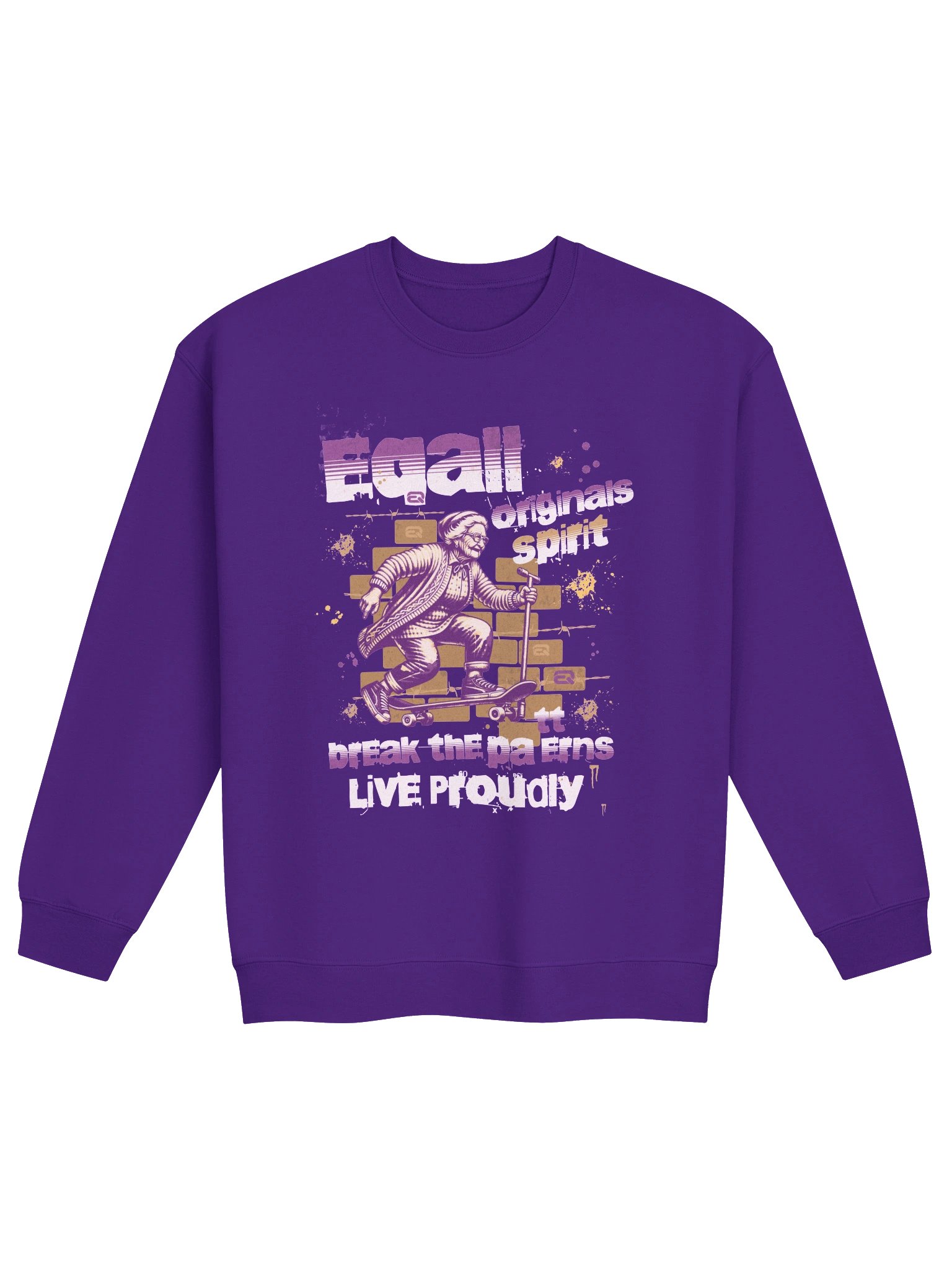 Urban Grandma Skater Vibes Mid-weight Sweatshirt by EQALL® Originals_Purple / Mustard product image (2)
