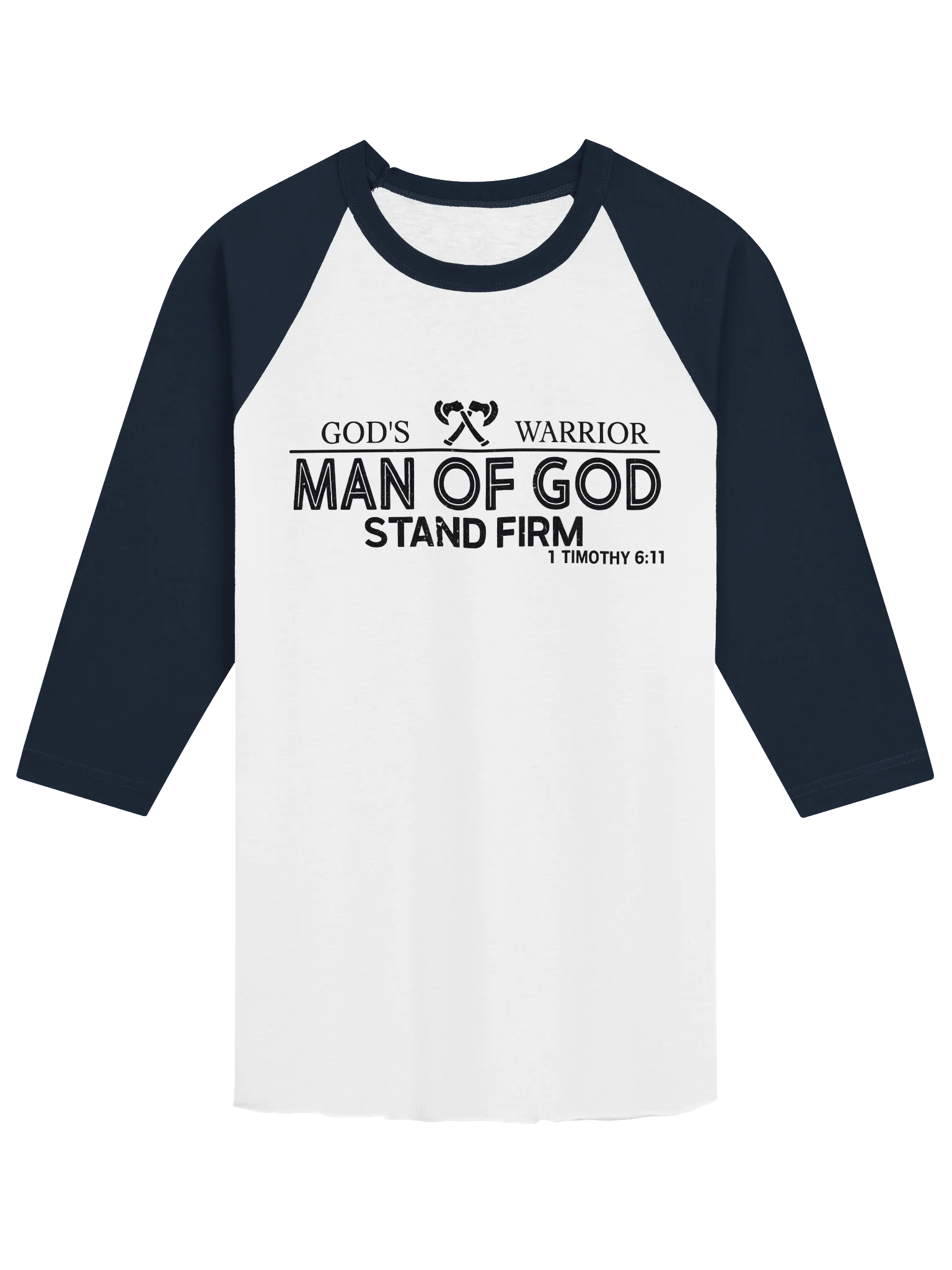 God's Warrior – Man of God | Stand Firm | 1 Timothy 6:11 | Christian Faith Raglan T-Shirt product image (4)
