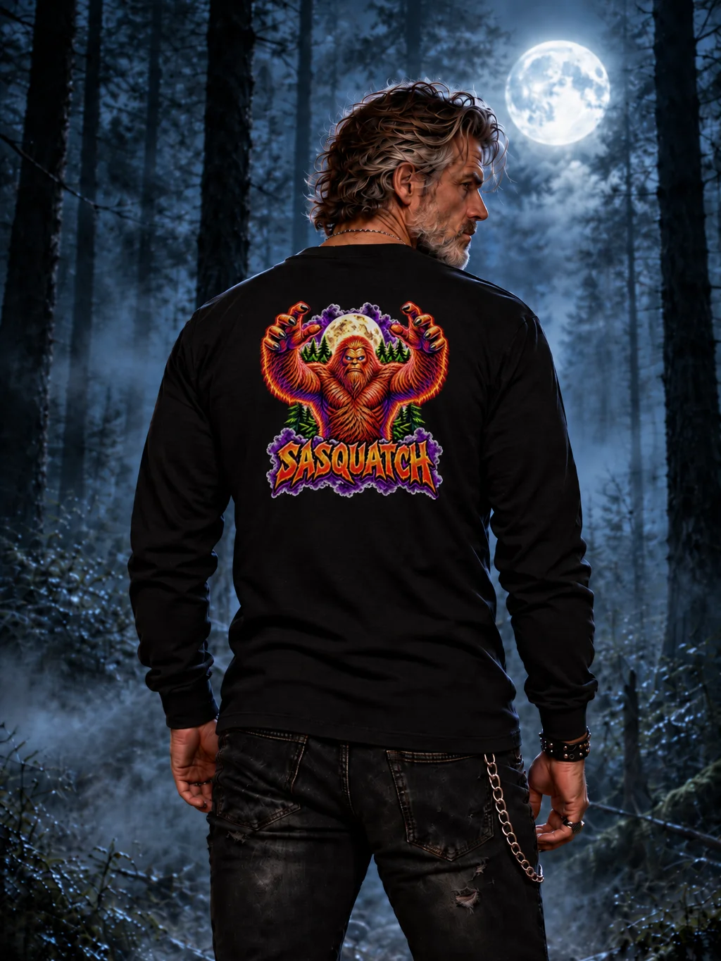 Sasquatch: Neon Nightmares – Back Print Long Sleeve Shirt product image (5)