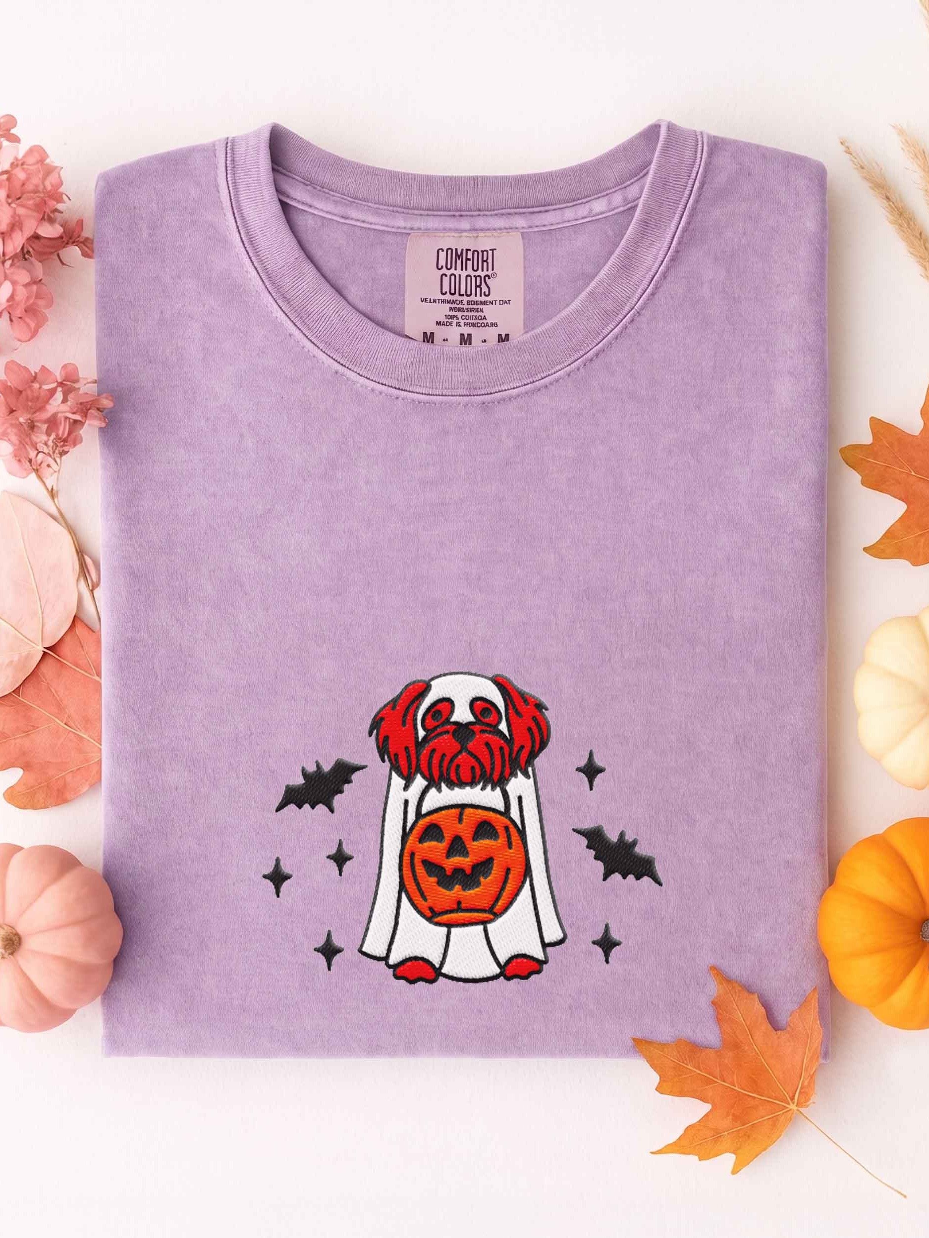 Halloween Shih Tzu(Red) Embroidered T-Shirt product image (1)
