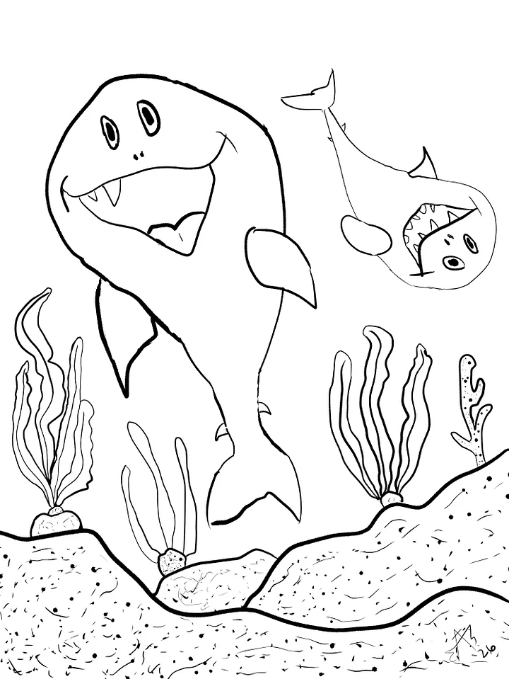 TSStechangel's World - Sharks Coloring Page product image (1)