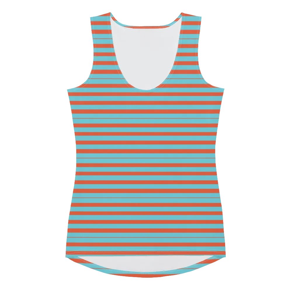 Egyptian Blue and Burnt Orange Striped Women's Tank Top product image (3)