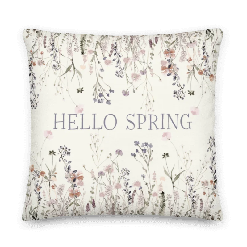 HELLO SPRING & Wildflowers Pillow in three sizes - Premium Pillow - Frühlingskissen mit Blumendruck product image (1)