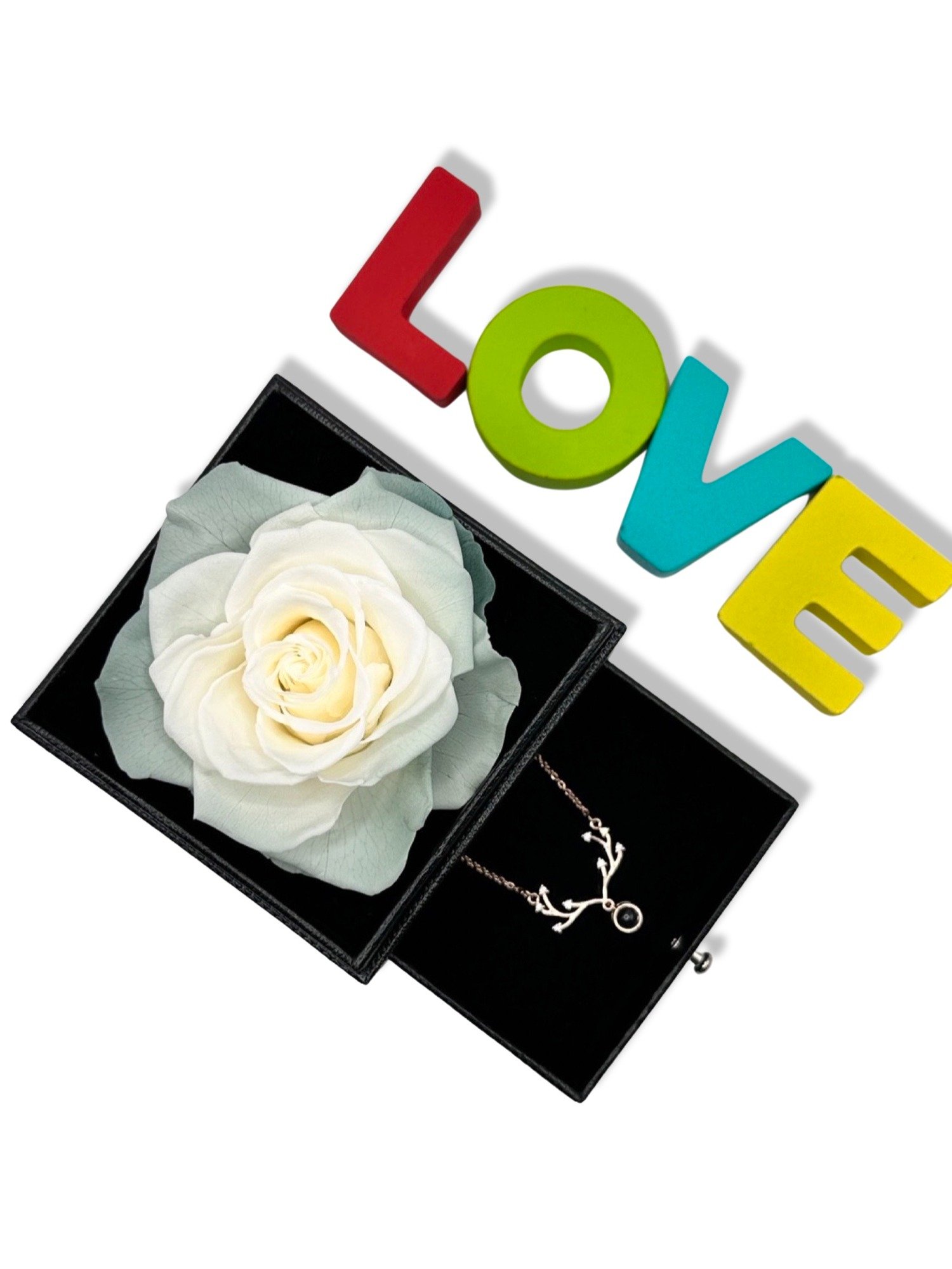 Eternal Rose Gift Box with "I Love You" Necklace (White) product image (2)