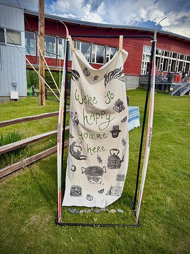Many hands went into this mural for Tess + Akiva’s wedding, each print a different motif from the wonderful life they’ve buil...