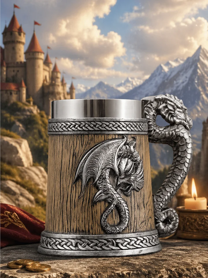 The Armored Kingdom Sandstone Brown Battleborn Dragon Mug-Durable Premium Build-Unique Fantasy product image (1)