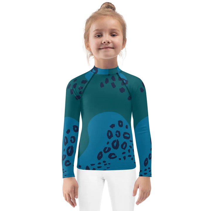 Teal Swirls Kids Rash Guard product image (1)