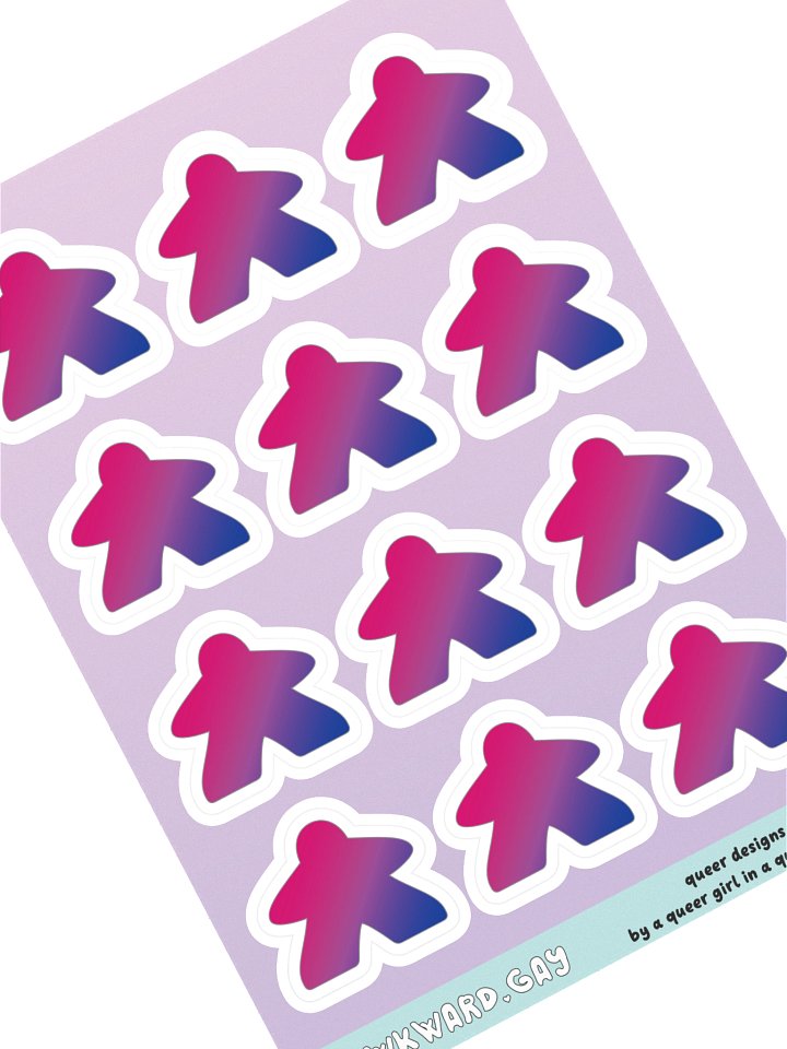 Bisexual Pride Gradient Meeple Sticker Sheet product image (1)