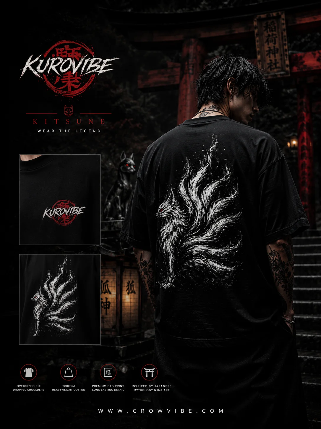 Void Kitsune Oversized Anime T-Shirt | KuroVibes product image (5)