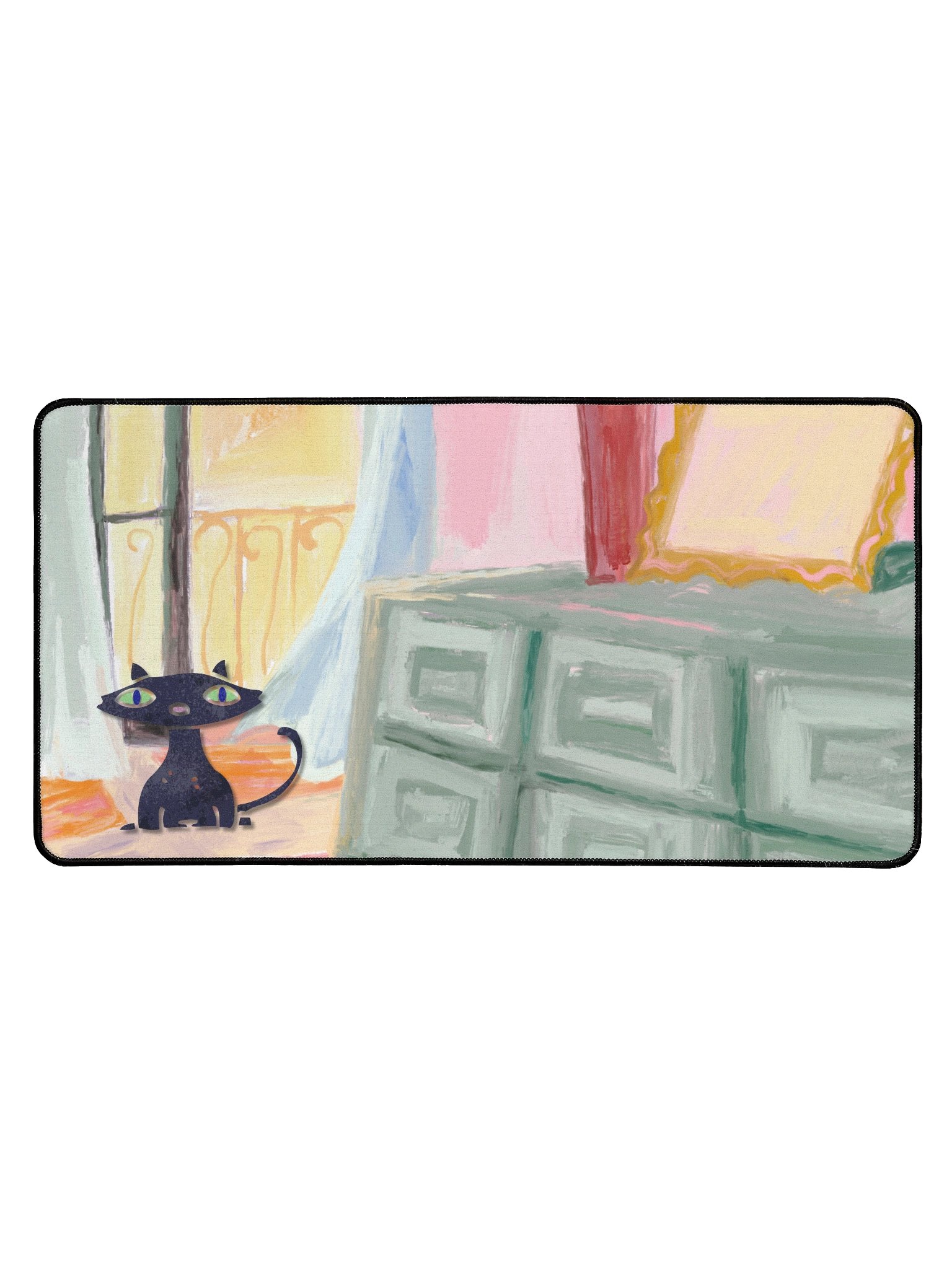 Whimsical Funny Black Cat Desk Mat product image (1)