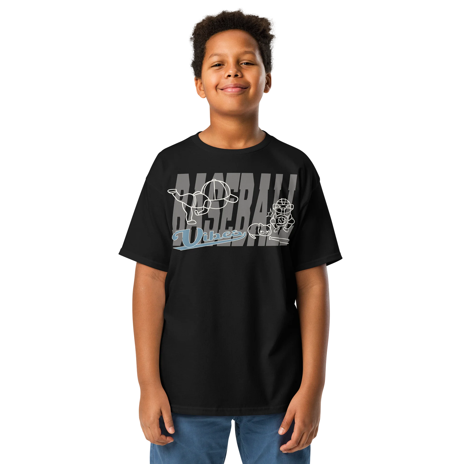 Baseball Cat (Baseball Vibes) - Unisex Youth Heavyweight T-shirt product image (1)